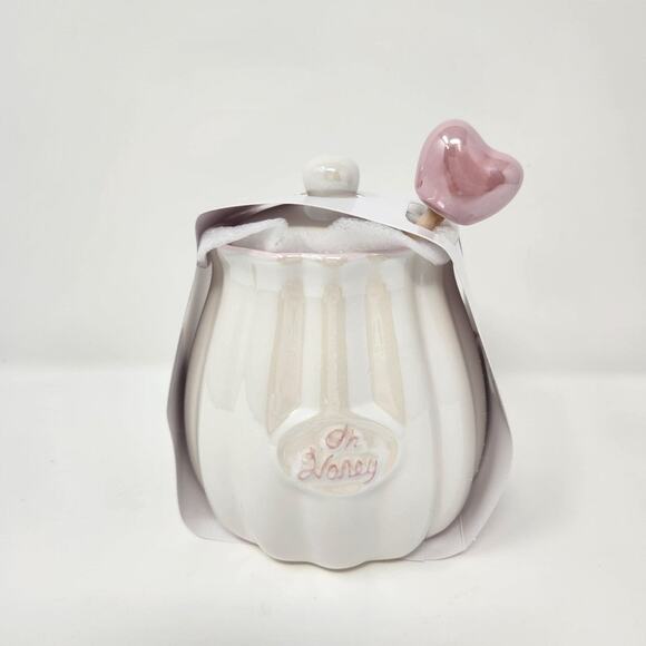 White Ceramic Honey Pot - Picture 2 of 2